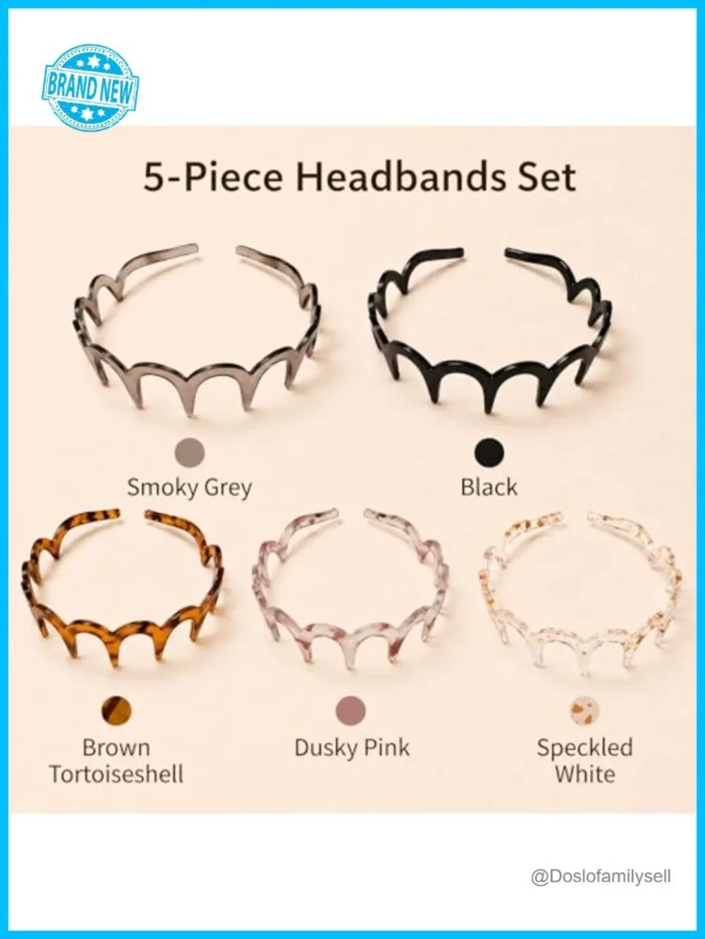 5 Pack Zig Zag Headbands for Women, Non Slip Plastic Comb Hair Bands, Retro 90s